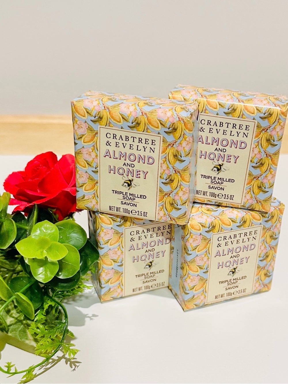 Crabtree & Evelyn Triple Milled Hand Soap 3.5oz - 4 Pack - Almond & Honey